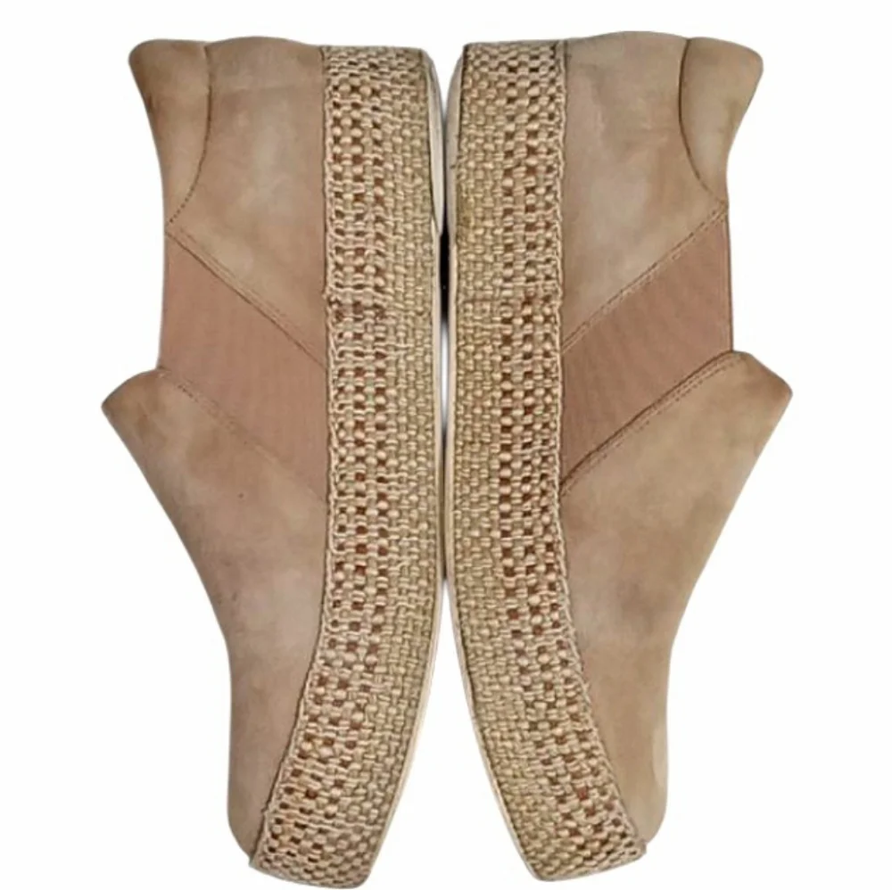 Vince Wilden Espadrille Platform Slip On Sneakers Tan Suede Size 8.5